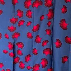 Uniqlo Hana Tajima Designer Scarf, Blue with Red Ginko Leaves